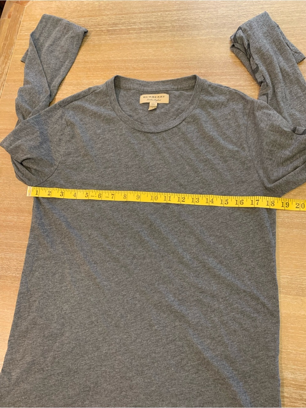Burberry Gray Long Sleeve Logo Tee - Picture 5 of 9